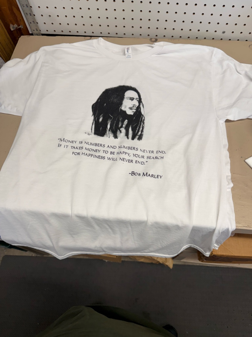 Jerzees White Graphic Bob Marley Quote Tee